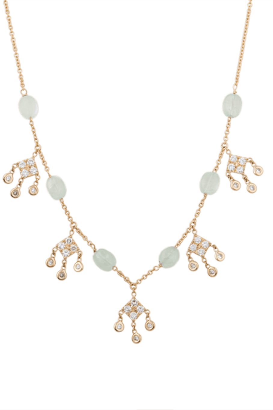 JACQUIE AICHE-Aquamarine & Diamond Shaker Necklace-YELLOW GOLD
