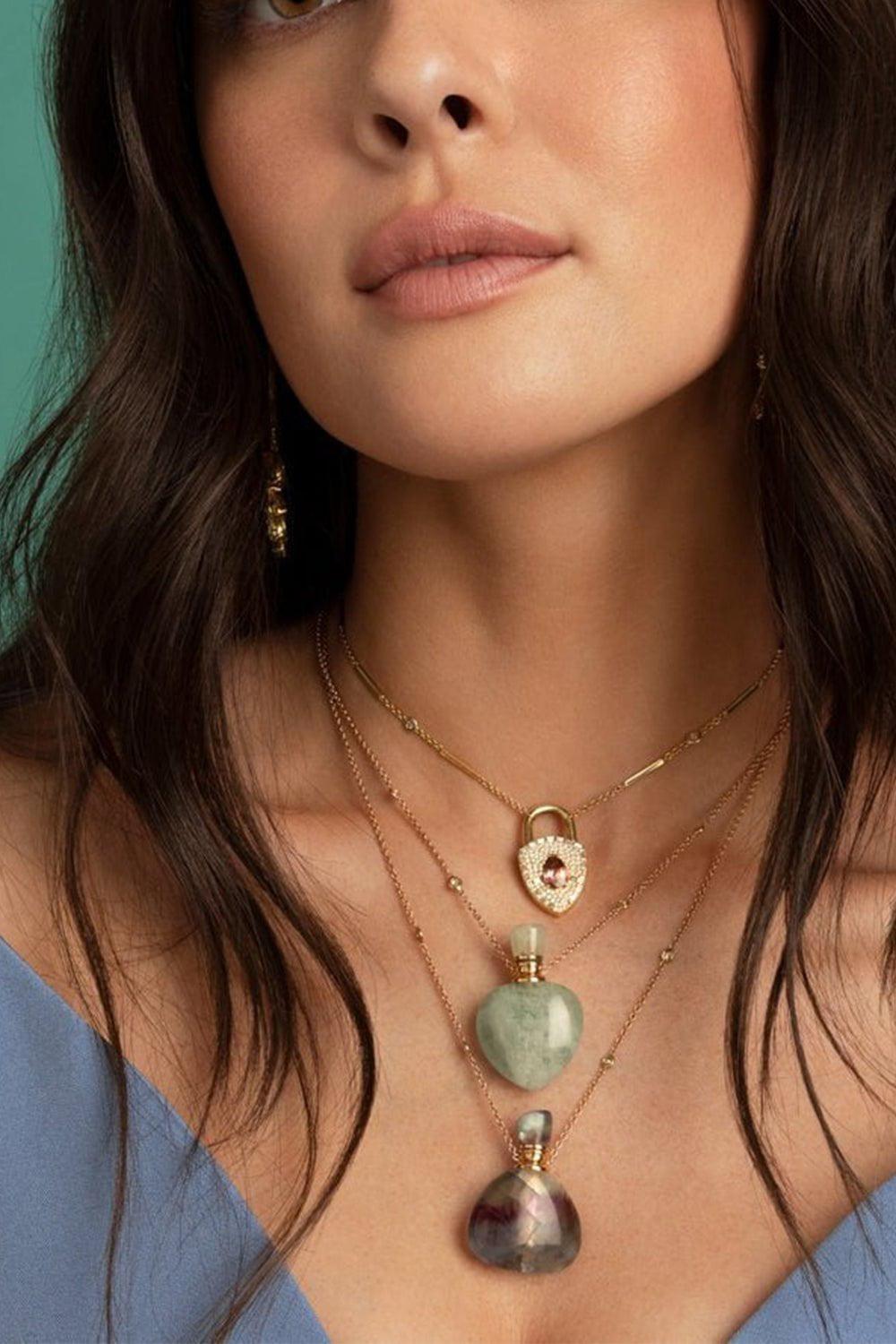 JACQUIE AICHE-Aquamarine Potion Bottle Necklace - Yellow Gold-YELLOW GOLD