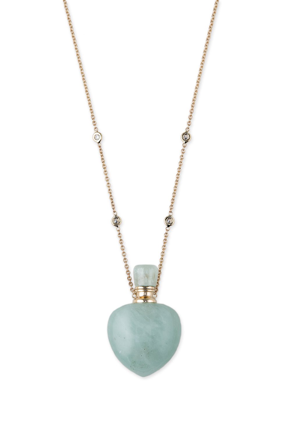 JACQUIE AICHE-Aquamarine Potion Bottle Necklace - Yellow Gold-YELLOW GOLD