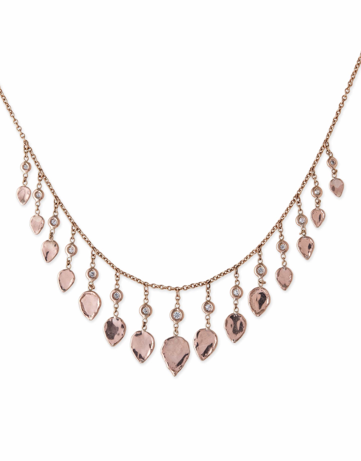 JACQUIE AICHE-Diamond Hammered Teardrop Shaker Necklace-YELLOW GOLD