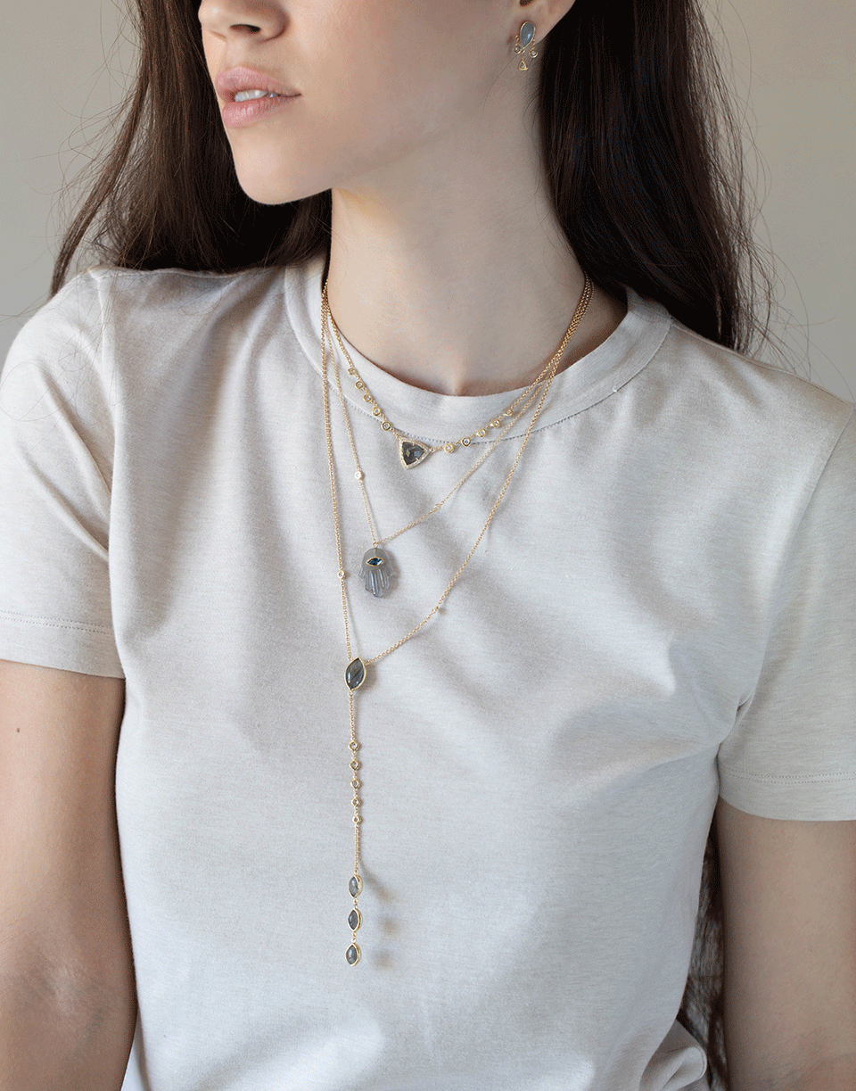 JACQUIE AICHE-Labradorite and Daimond Y Necklace-YELLOW GOLD
