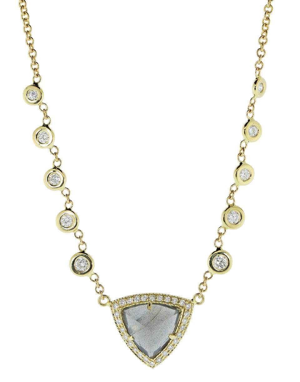 JACQUIE AICHE-Labradorite and Diamond Pyramid Necklace-YELLOW GOLD