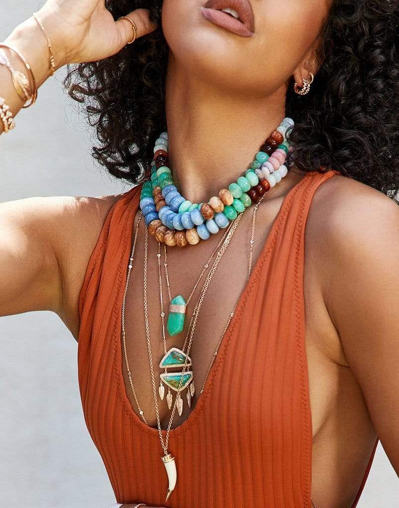 JACQUIE AICHE-Large Multi Opal Bead Necklace-YELLOW GOLD