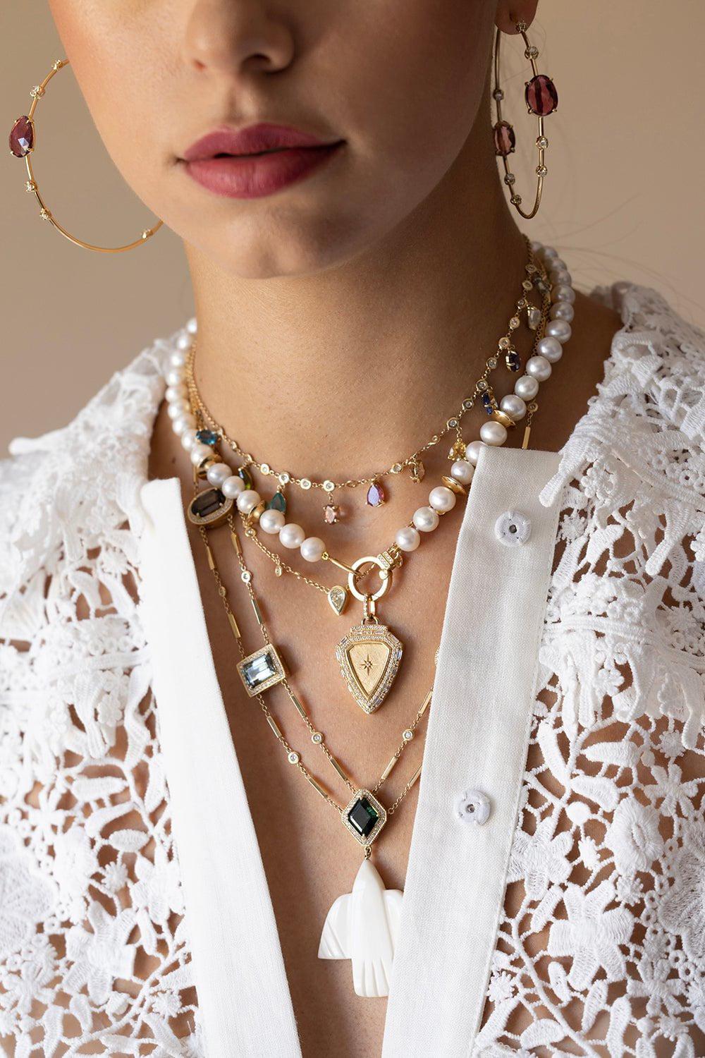 JACQUIE AICHE-Multi Gem Shaker Necklace-YELLOW GOLD