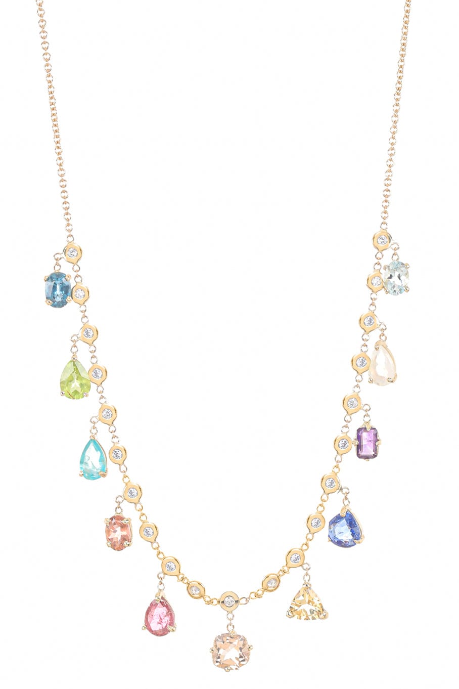 JACQUIE AICHE-Multi Gem Shaker Necklace-YELLOW GOLD