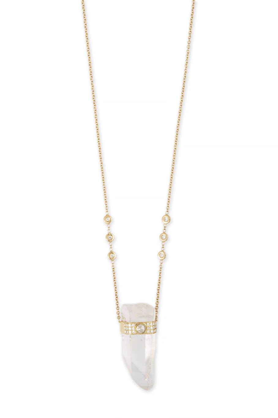 JACQUIE AICHE-Rainbow Aura Quartz Necklace-YELLOW GOLD