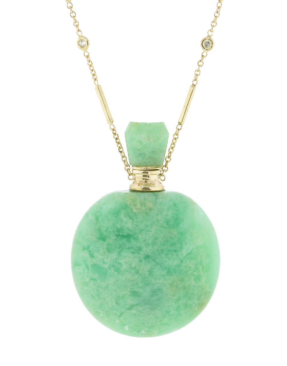 JACQUIE AICHE-Round Chrysoprase Potion Bottle Necklace-YELLOW GOLD