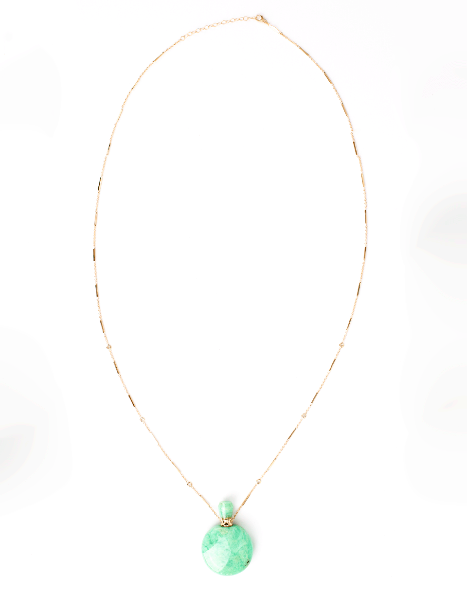 JACQUIE AICHE-Round Chrysoprase Potion Bottle Necklace-YELLOW GOLD