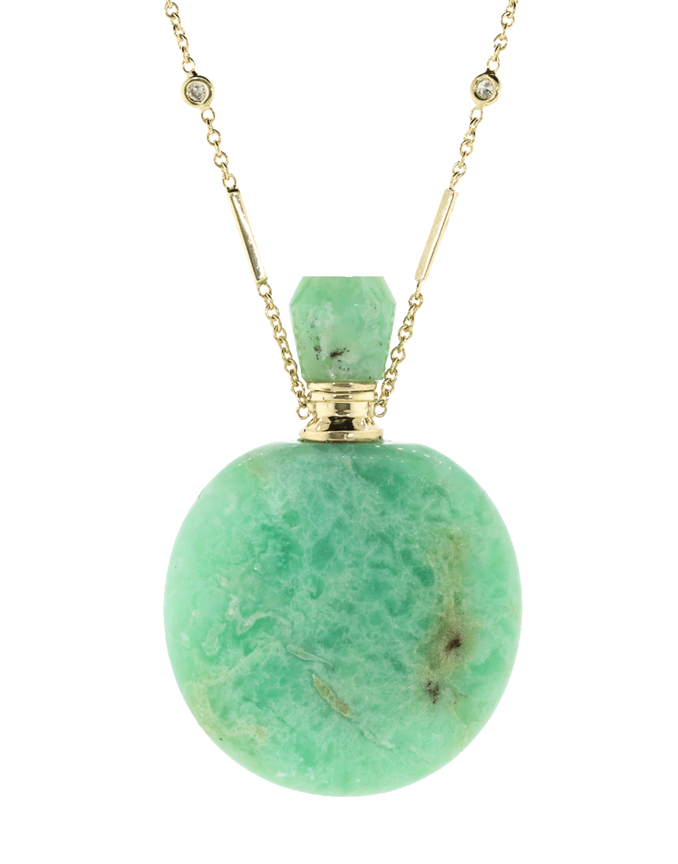 JACQUIE AICHE-Round Chrysoprase Potion Bottle Necklace-YELLOW GOLD