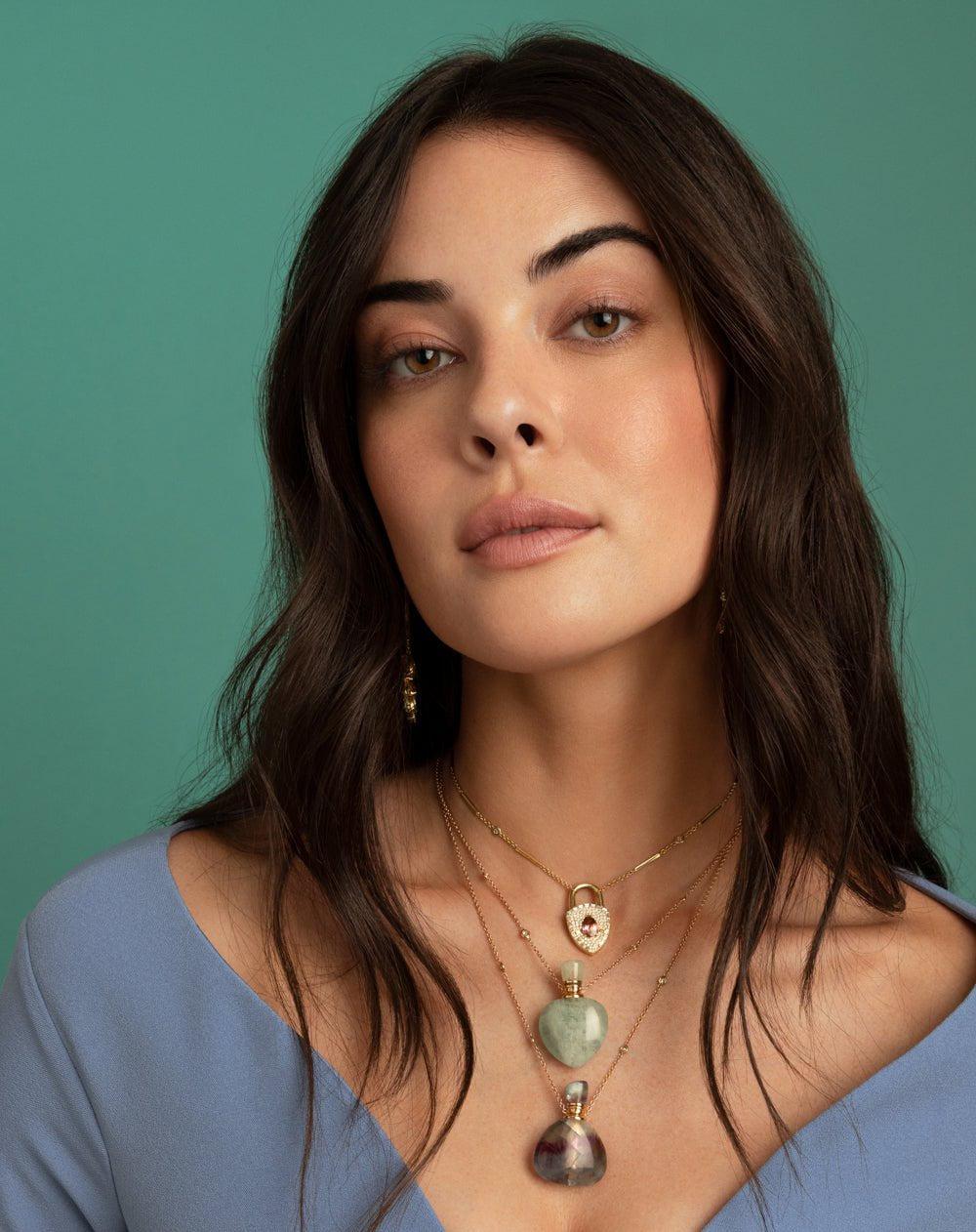 JACQUIE AICHE-Small Fluorite Potion Necklace - Yellow Gold-YELLOW GOLD