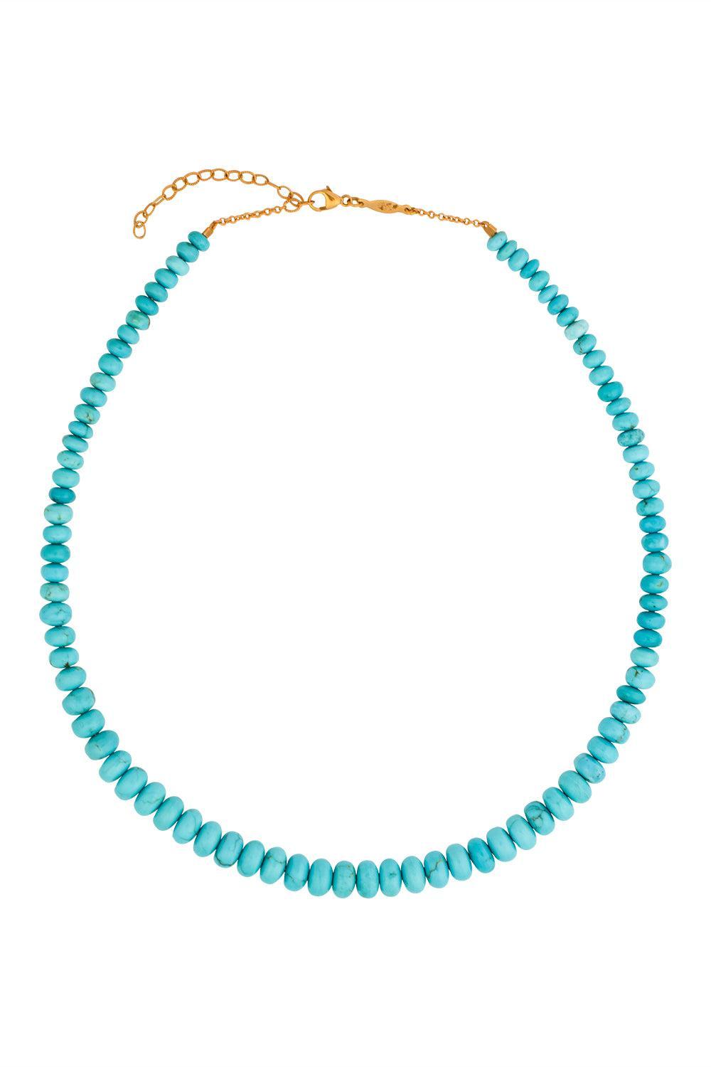 Small Graduated Turquoise Bead Necklace-YELLOW GOLD-JEWELRYFINE JEWELNECKLACE O-JACQUIE AICHE