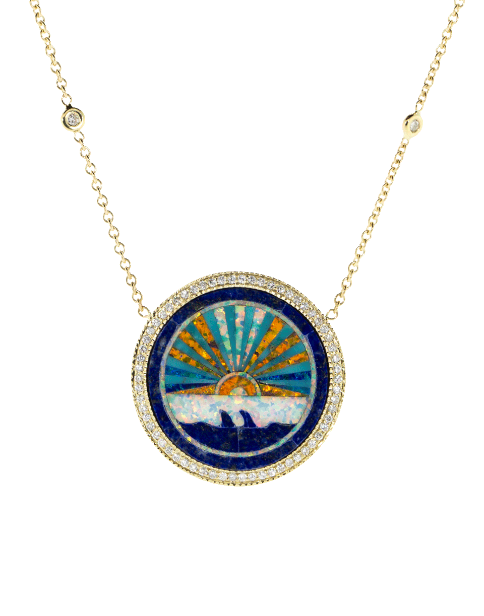 JACQUIE AICHE-Sunset Opal Inlay Necklace-YELLOW GOLD