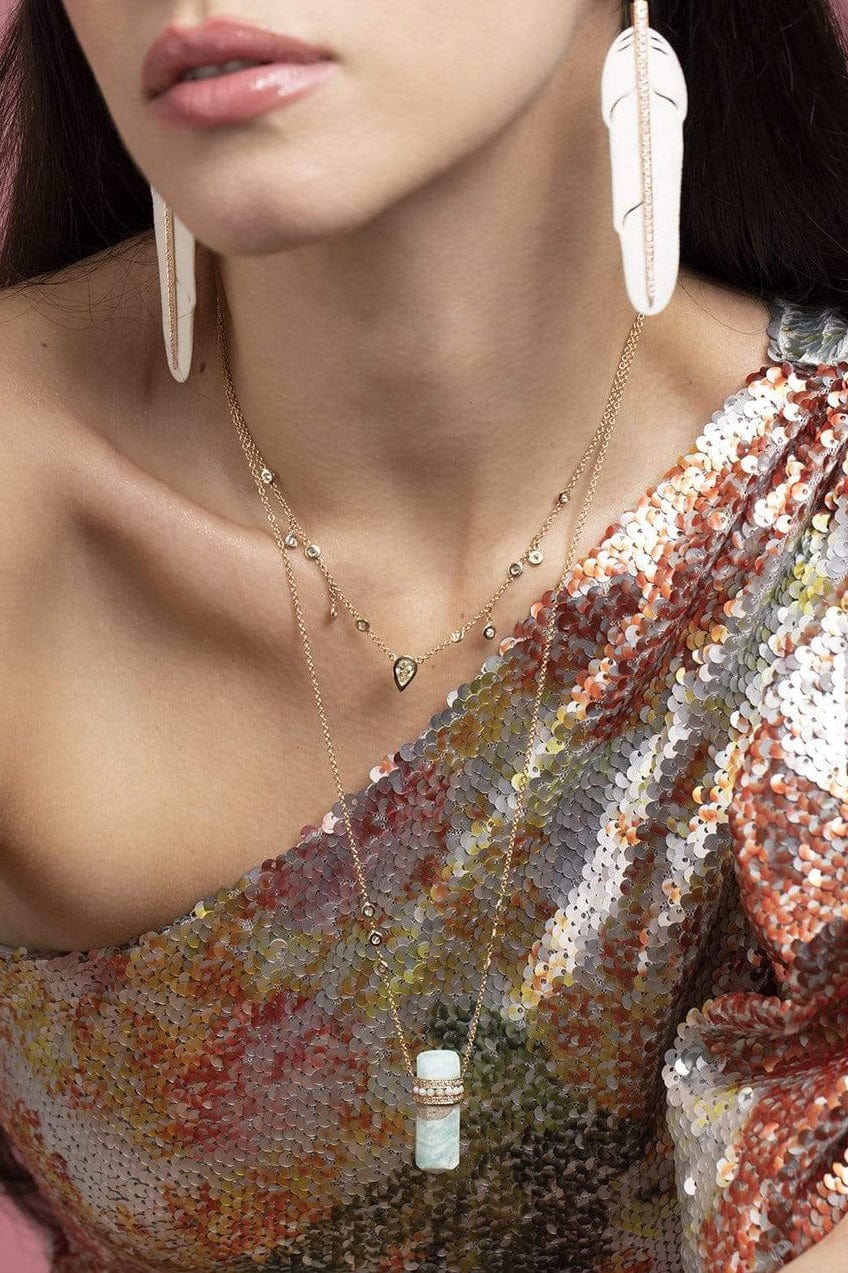 JACQUIE AICHE-Teardrop Diamond Shaker Necklace-YELLOW GOLD