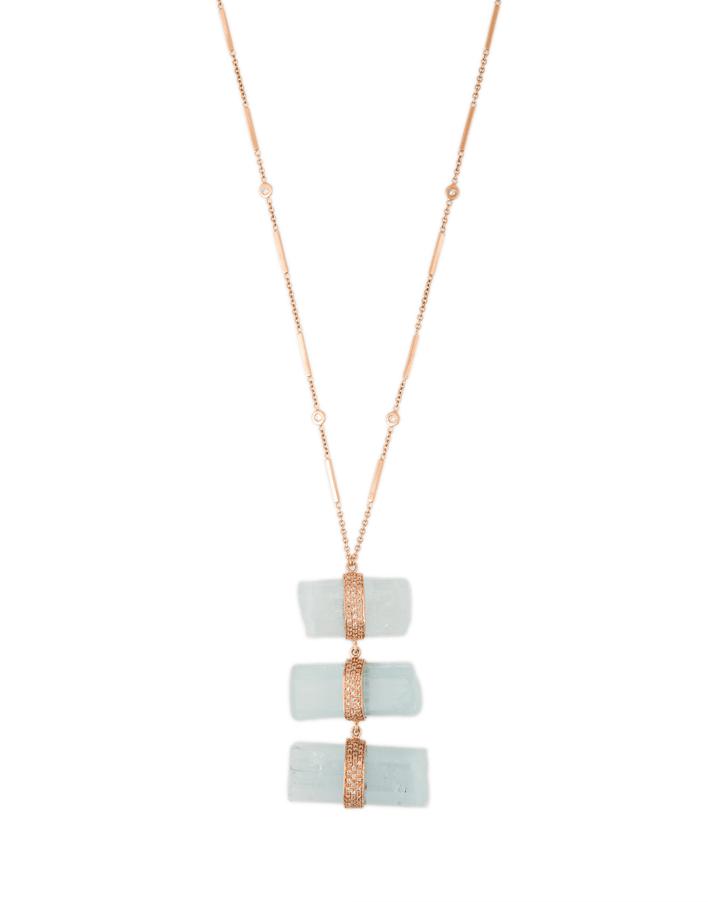 JACQUIE AICHE-Triple Step Tourmaline Necklace-YELLOW GOLD