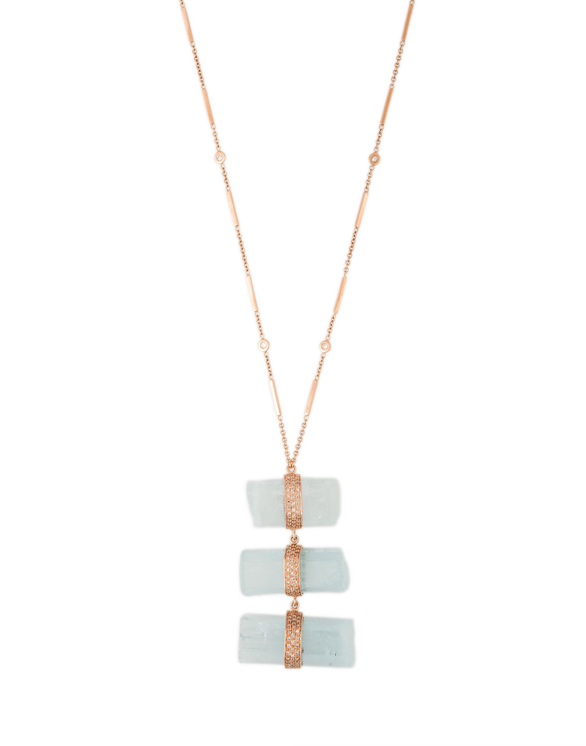 JACQUIE AICHE-Triple Step Tourmaline Necklace-YELLOW GOLD