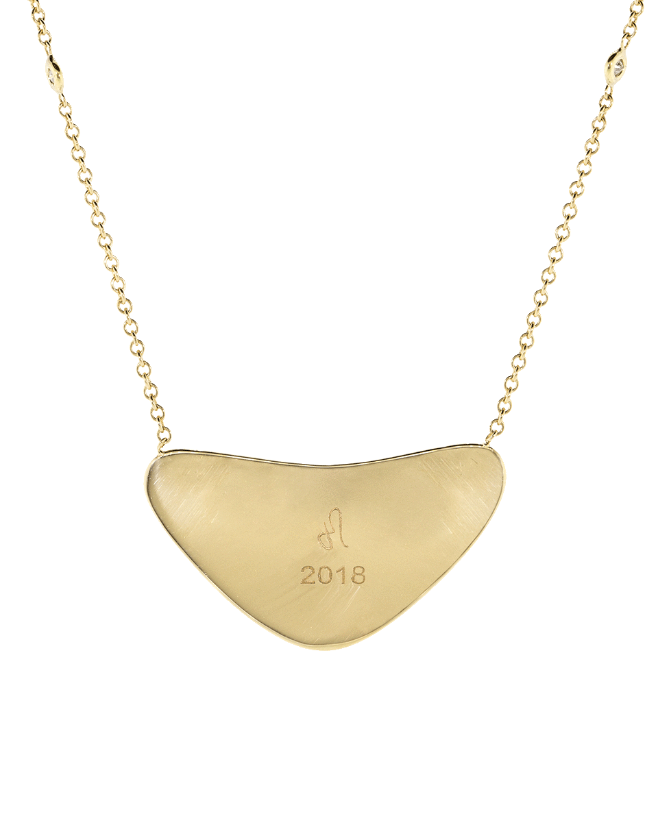 JACQUIE AICHE-White Opal Inlay Fan Necklace-YELLOW GOLD