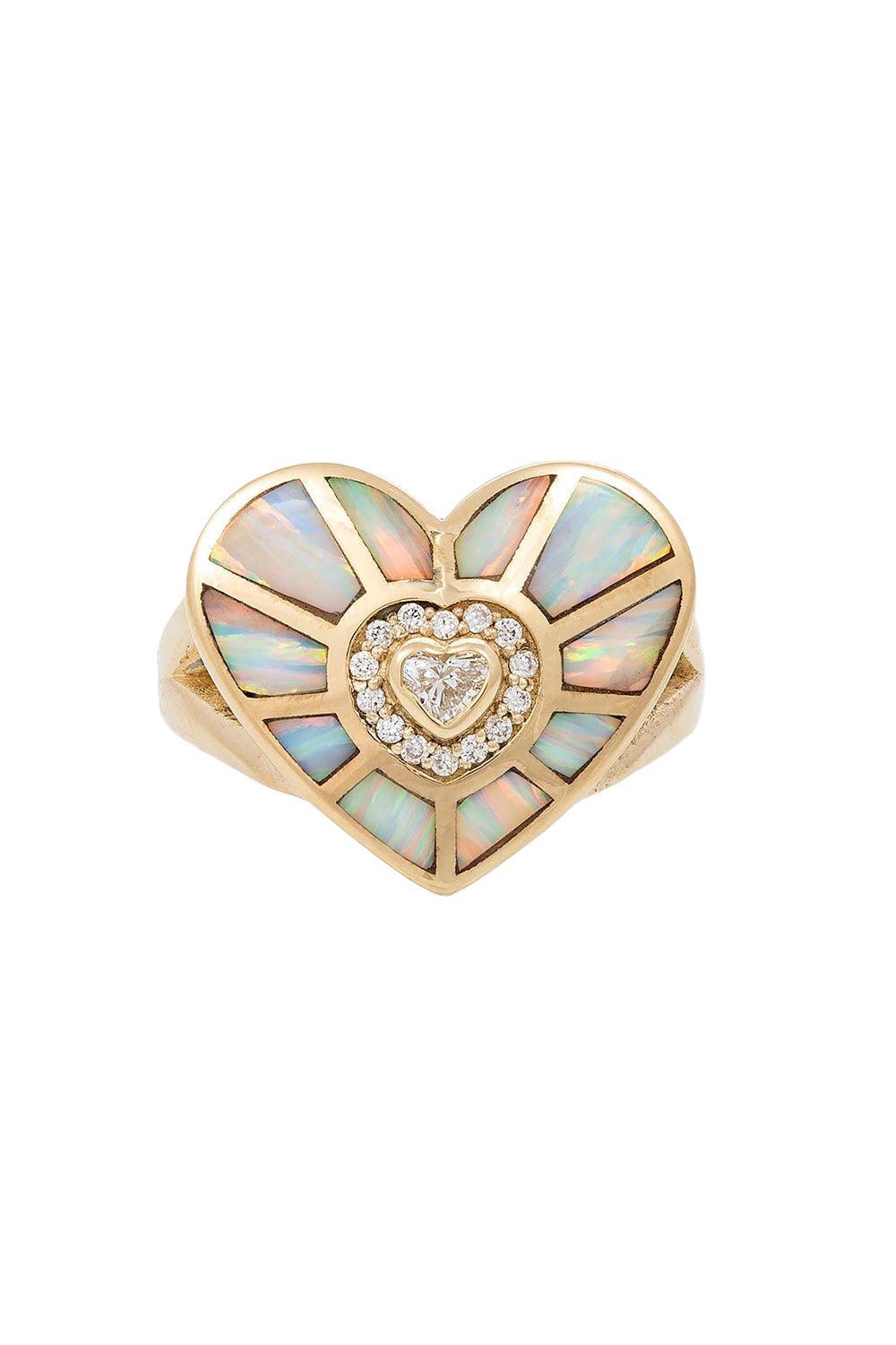 Opal Diamond Heart Vortex Ring-YELLOW GOLD-7.25-JEWELRYFINE JEWELRING-JACQUIE AICHE