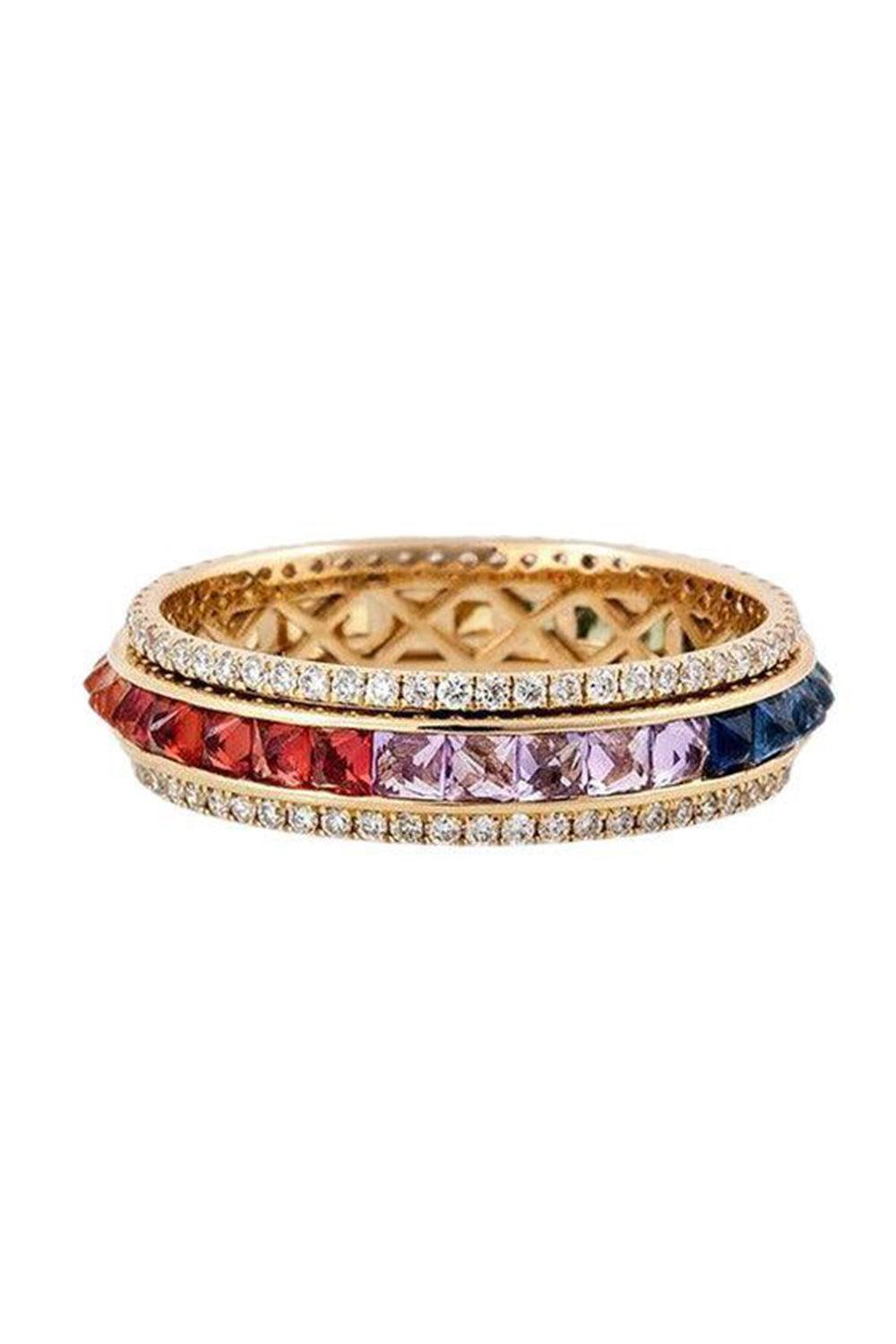 Rainbow Sapphire Spinner Ring-YELLOW GOLD-6-JEWELRYFINE JEWELRING-JACQUIE AICHE
