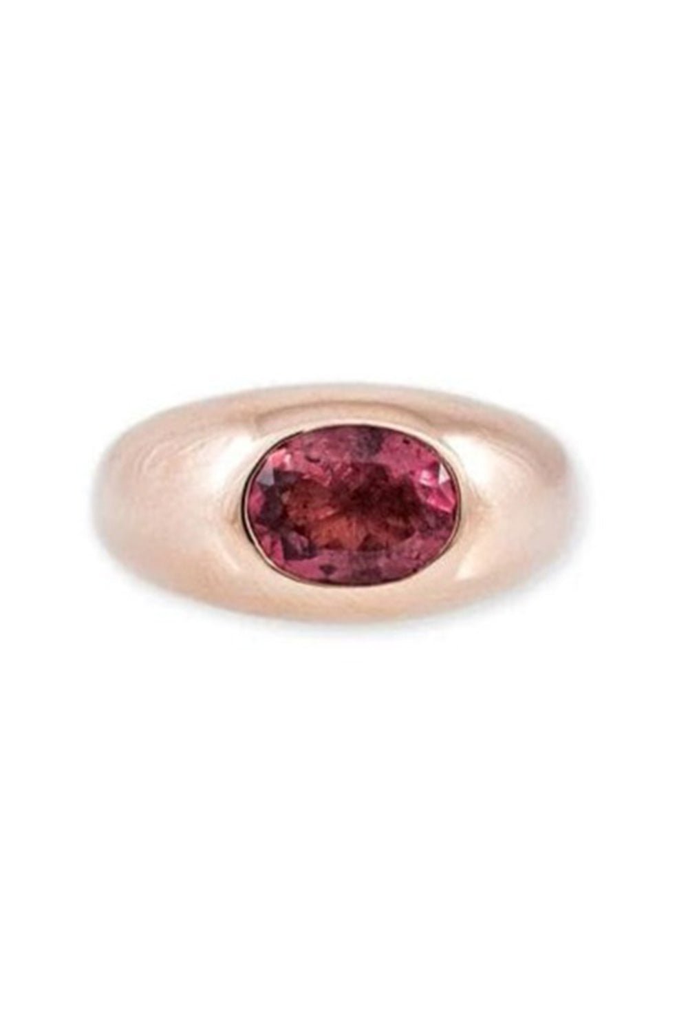 JACQUIE AICHE-Medium Pink Tourmaline Dome Ring-ROSE GOLD