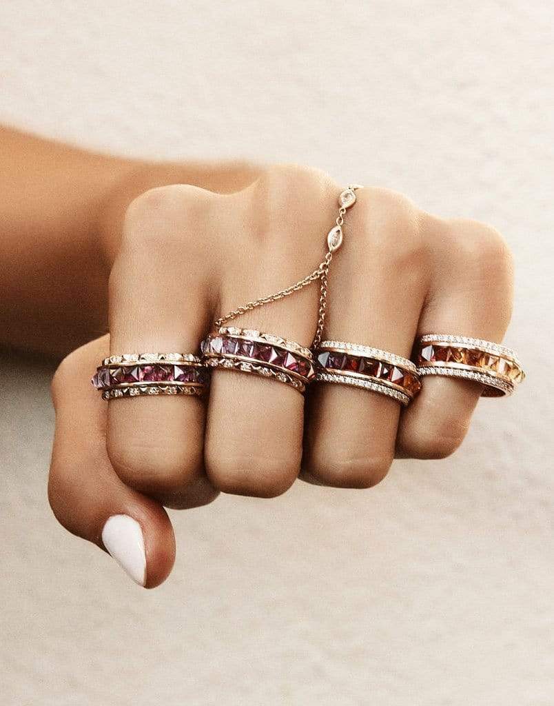 JACQUIE AICHE-Purple Ombre Spike Spinner Ring-ROSE GOLD