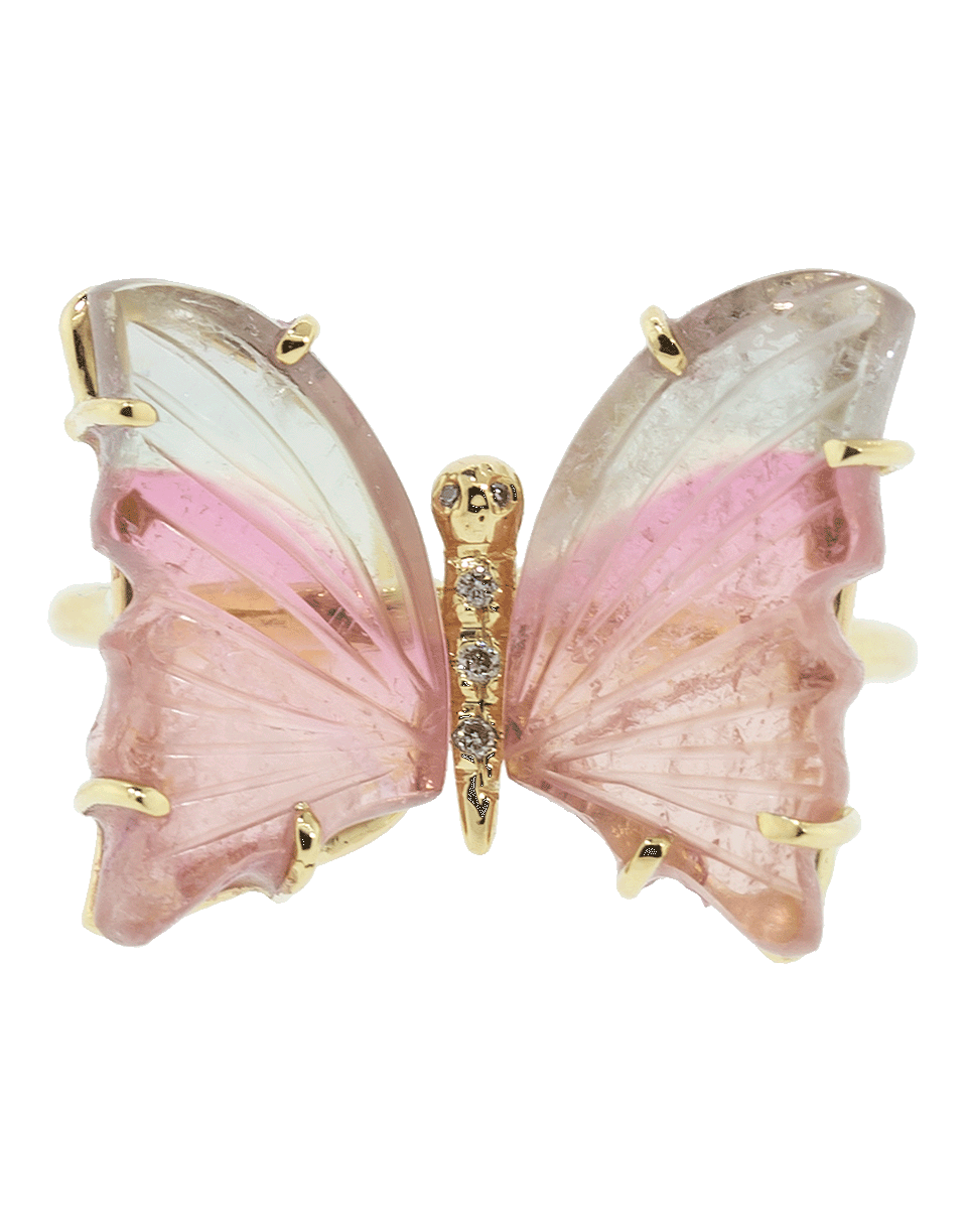 JACQUIE AICHE-Medium Tourmaline Butterfly Ring-YELLOW GOLD
