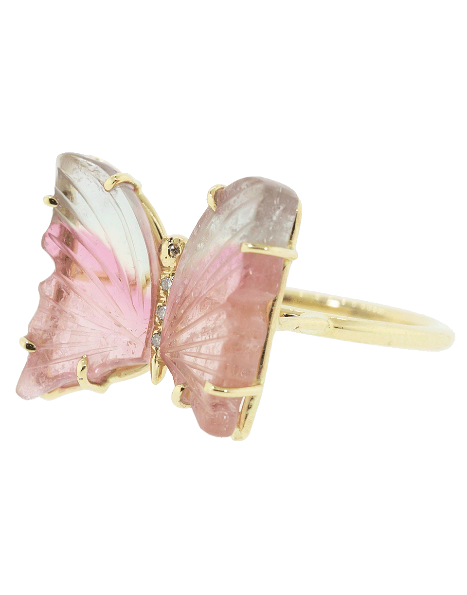 JACQUIE AICHE-Medium Tourmaline Butterfly Ring-YELLOW GOLD
