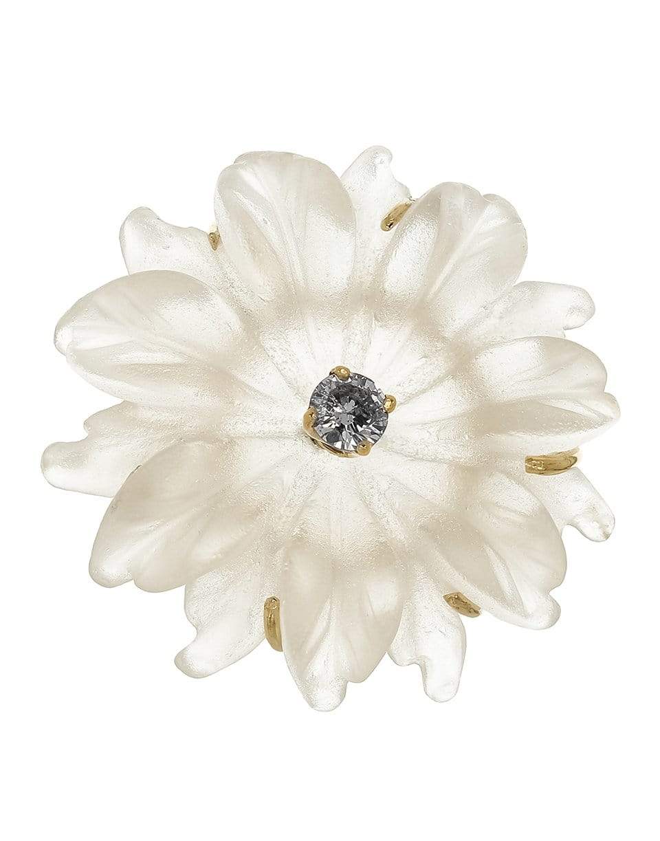  JACQUIE AICHE-Diamond & Carved Glass Flower Ring-YELLOW GOLD 