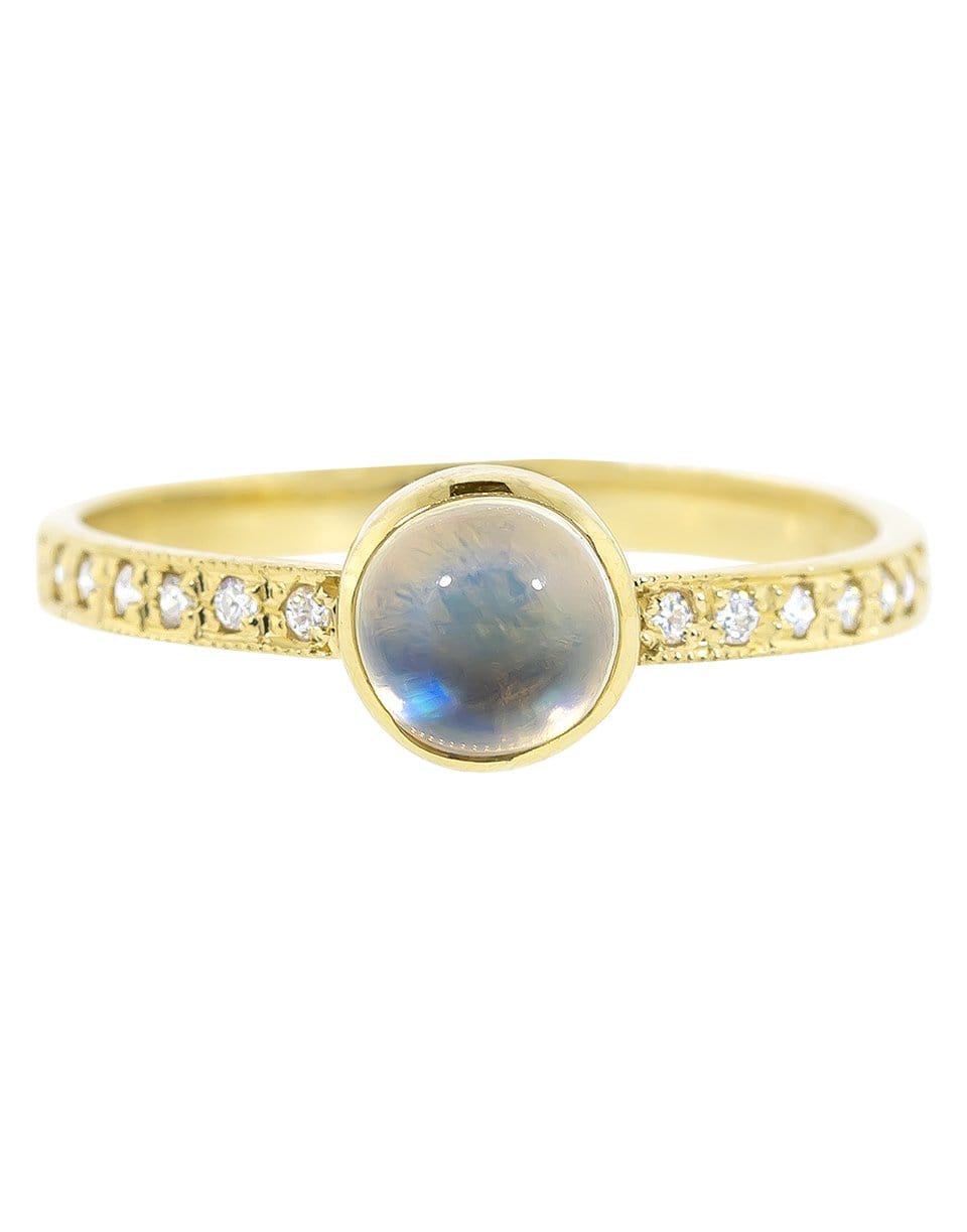 JACQUIE AICHE-Round Moonstone Bezel Ring-YELLOW GOLD