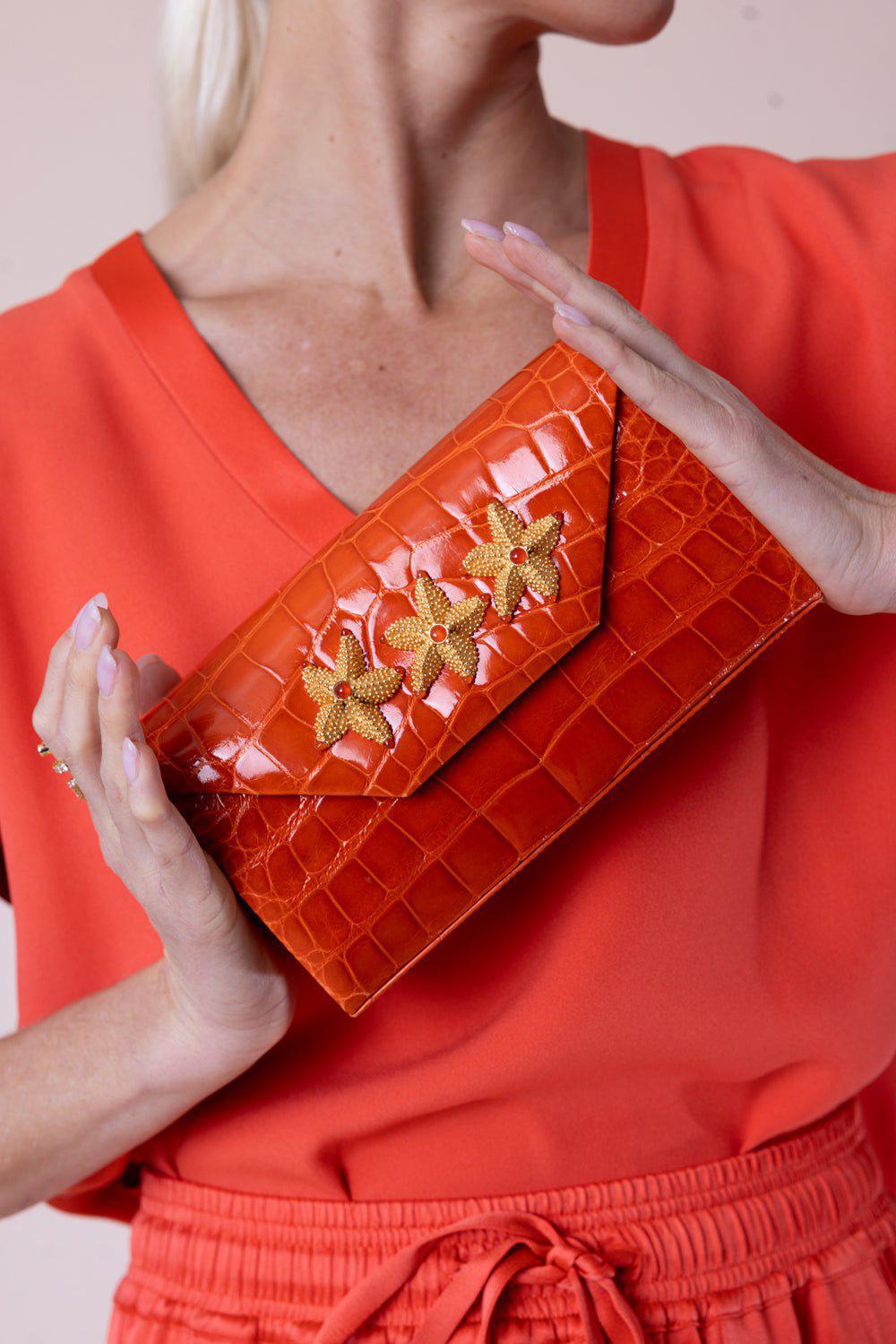 JADA LOVELESS-Isabel Box Clutch - Mandarin Orange-MNDRNORA