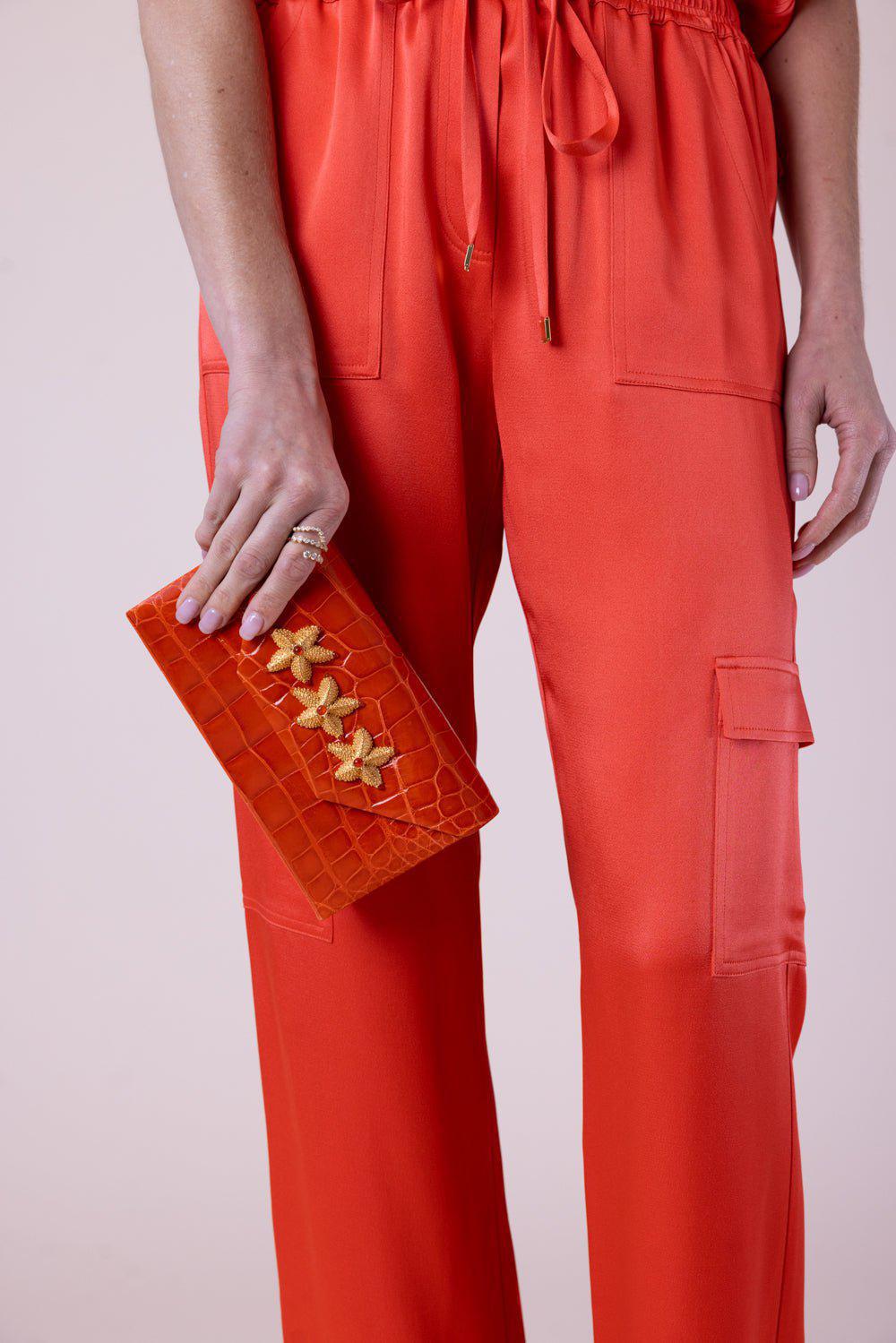 JADA LOVELESS-Isabel Box Clutch - Mandarin Orange-MNDRNORA