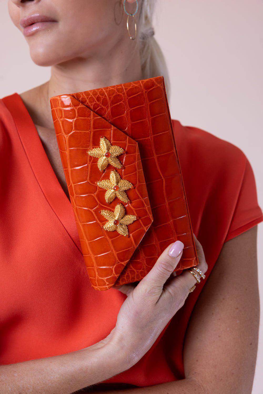 JADA LOVELESS-Isabel Box Clutch - Mandarin Orange-MNDRNORA