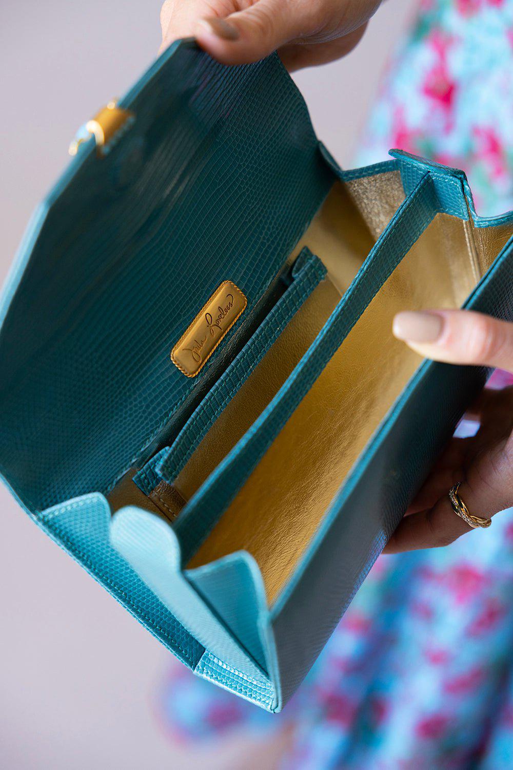 JADA LOVELESS-Box Clutch - Turquoise-TURQ/GLD