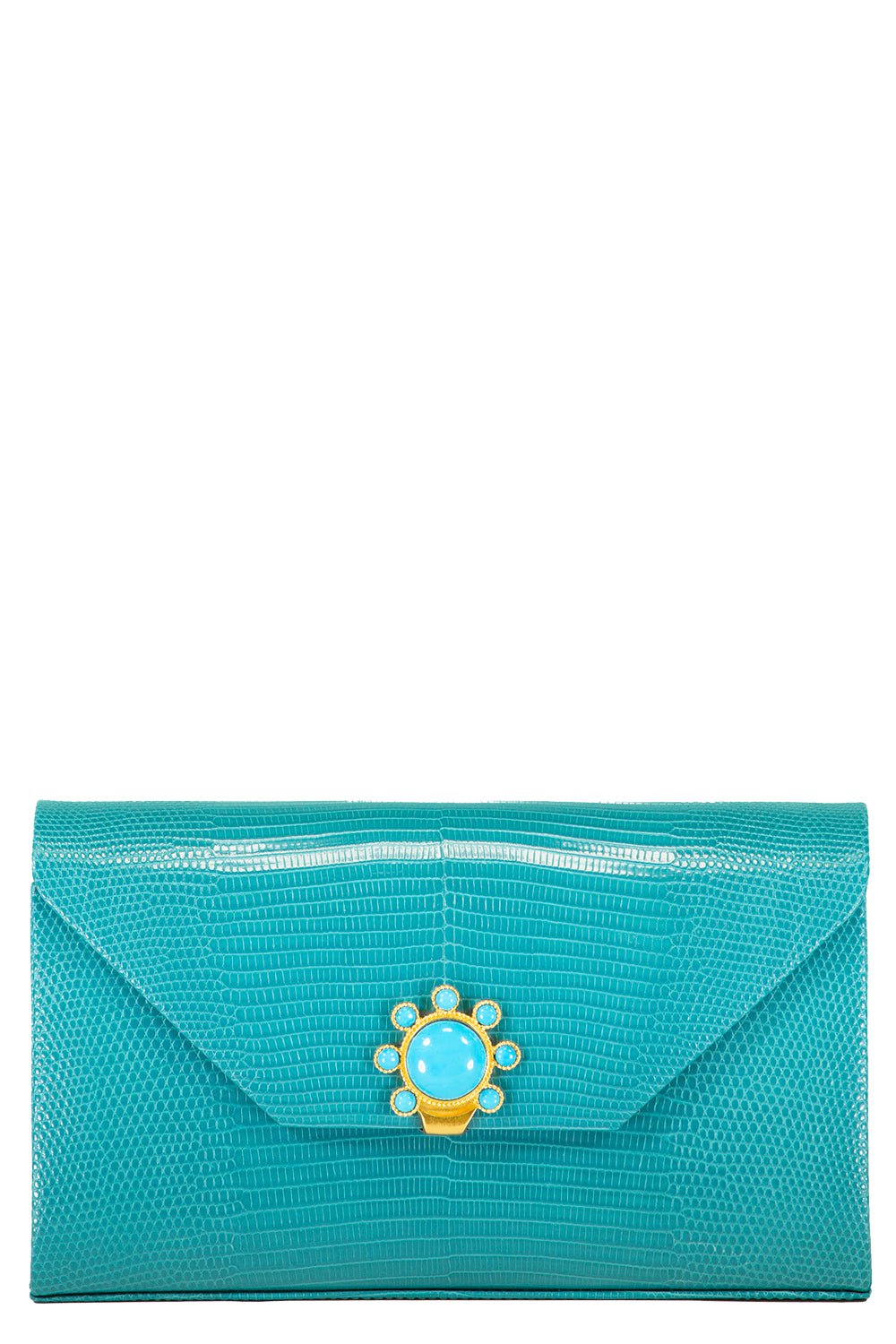 JADA LOVELESS-Box Clutch - Turquoise-TURQ/GLD