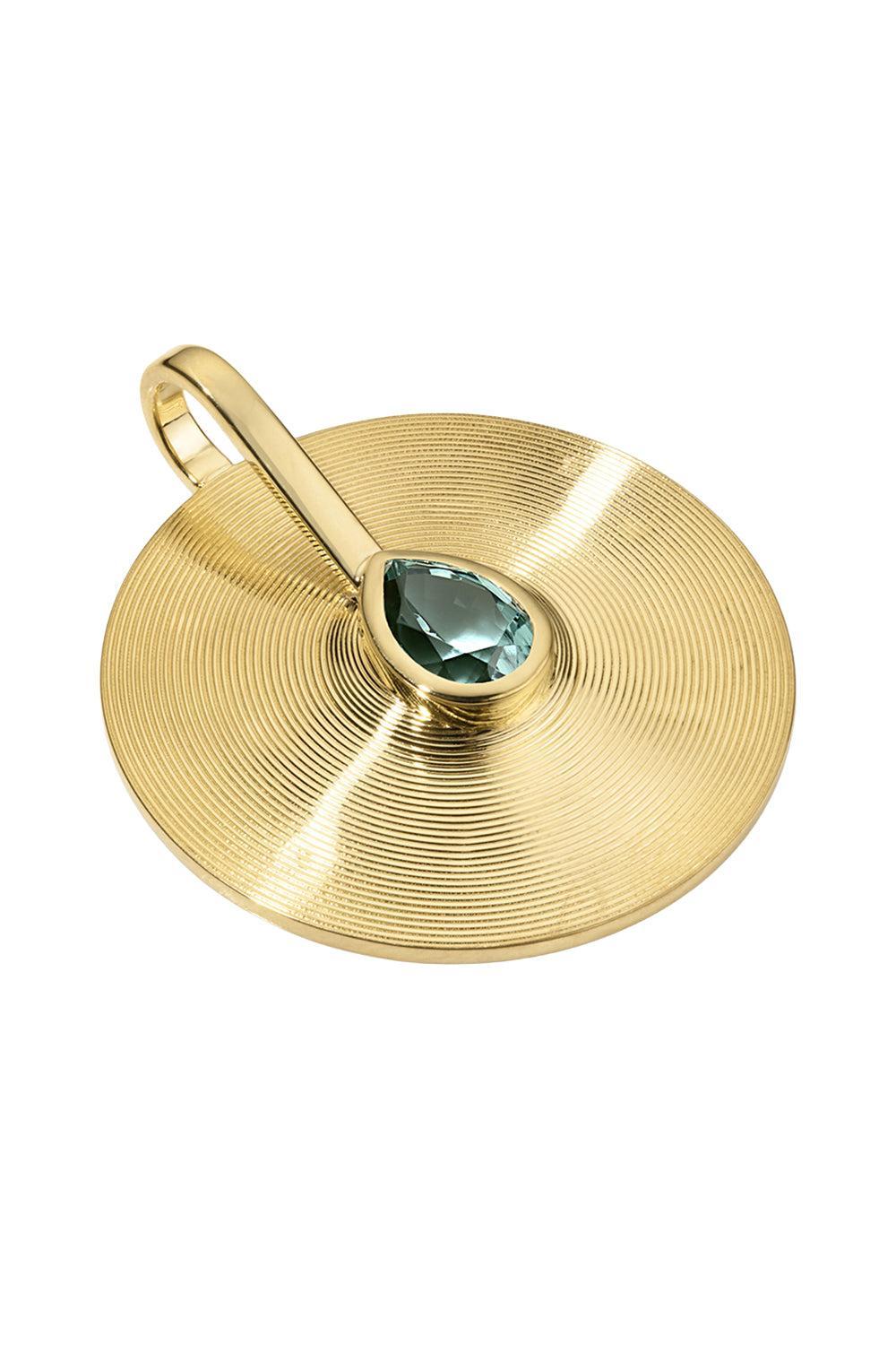 Seafoam Tourmaline Medium Faceted Cymbal Pendant-YELLOW GOLD-M-JEWELRYFINE JEWELPENDANT-JADE RUZZO