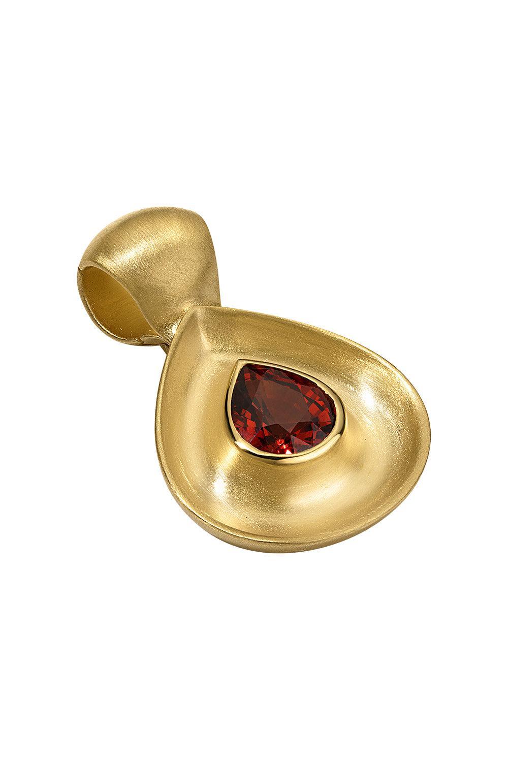 Spessartite Garnet Gong Pendant-YELLOW GOLD-JEWELRYFINE JEWELPENDANT-JADE RUZZO