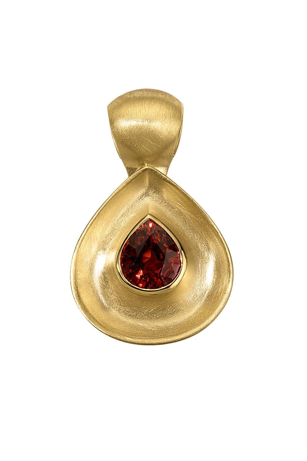 Spessartite Garnet Gong Pendant-YELLOW GOLD-JEWELRYFINE JEWELPENDANT-JADE RUZZO