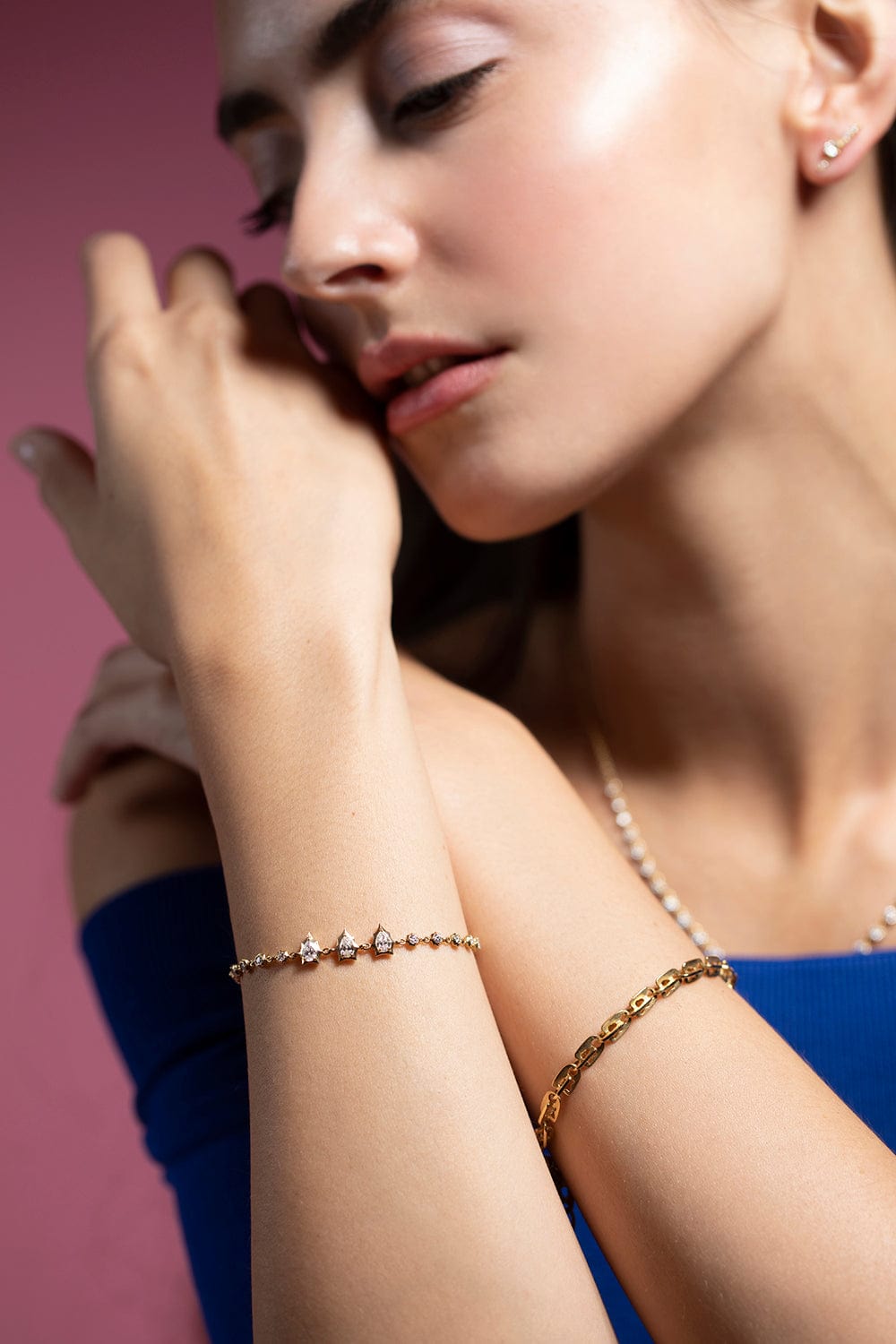 JADE TRAU-Envoy Diamond Line Bracelet - Yellow Gold-YELLOW GOLD