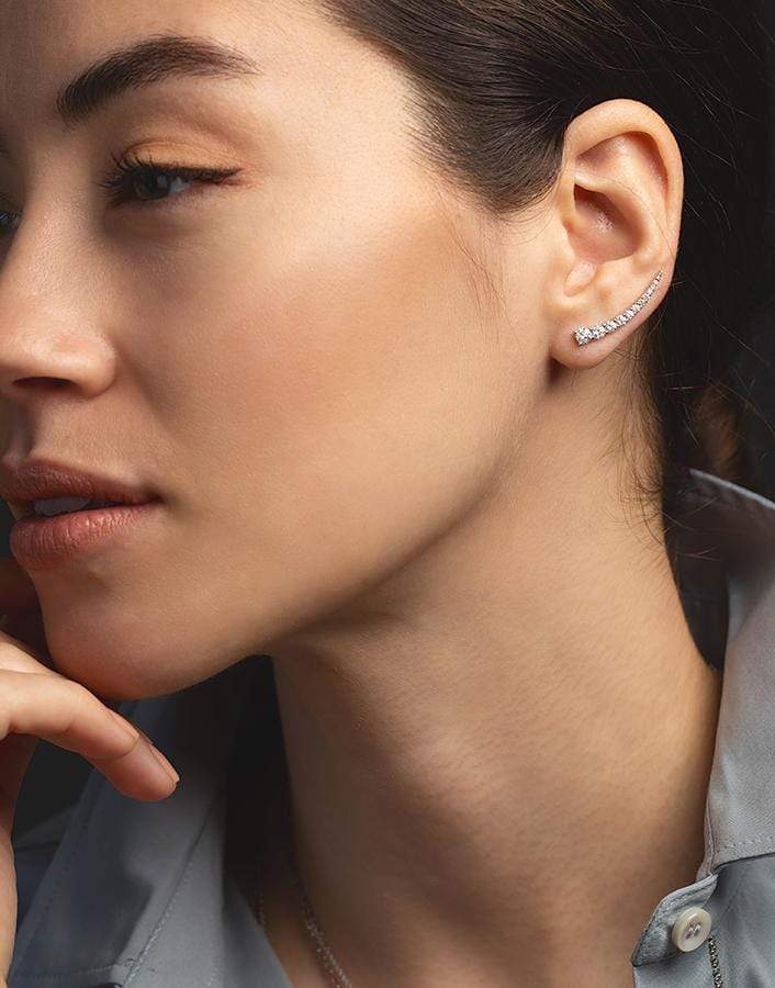 JADE TRAU-Large Luna Ear Climbers-WHITE GOLD