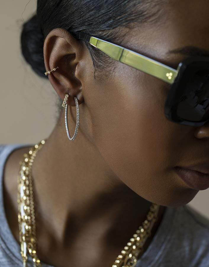 JADE TRAU-Pave Diamond Catherine Hoops-WHITE GOLD