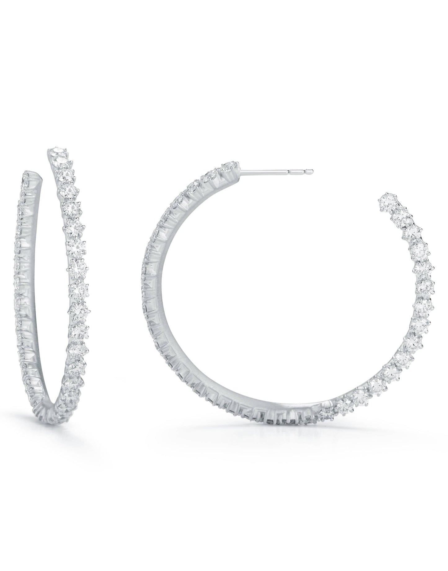 JADE TRAU-Pave Diamond Catherine Hoops-WHITE GOLD