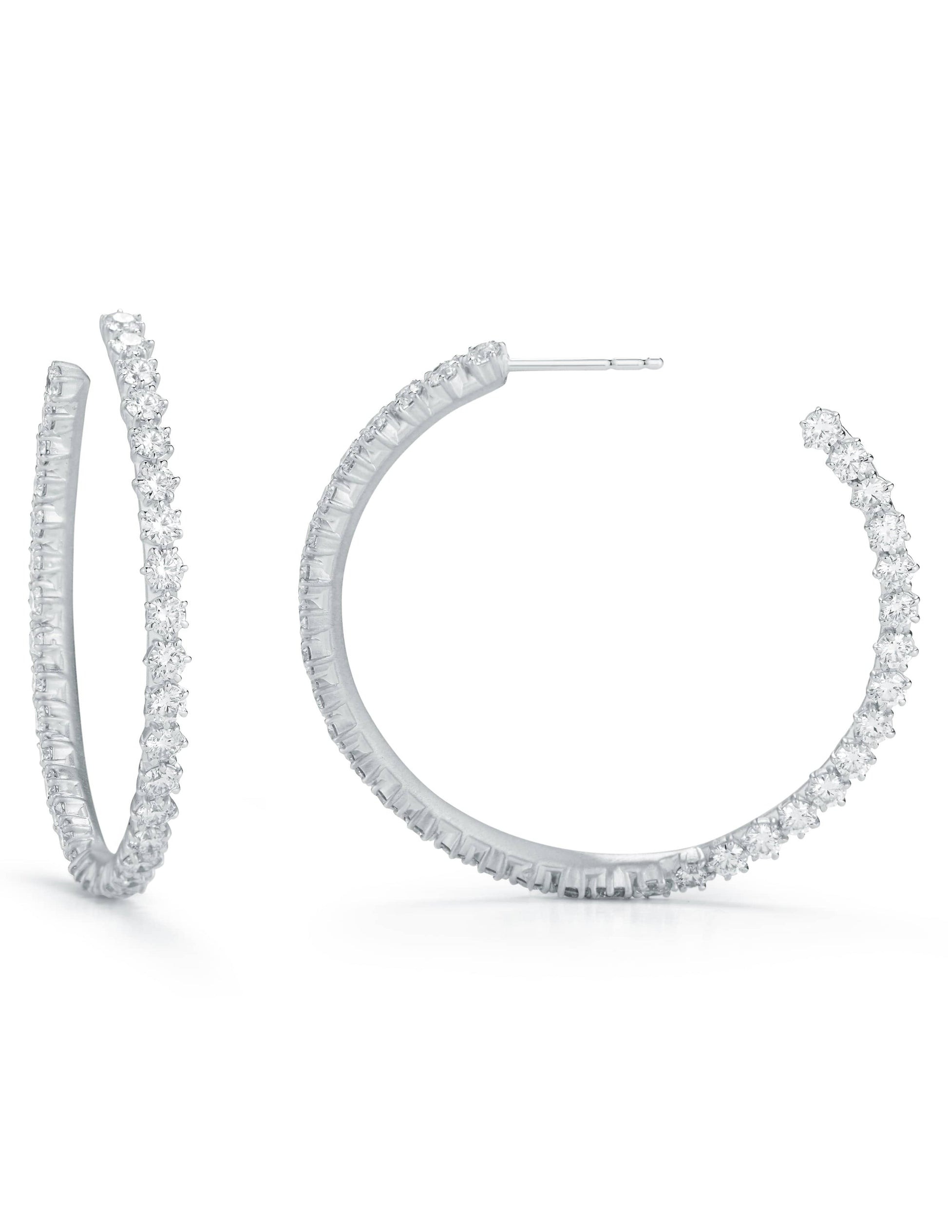 JADE TRAU-Pave Diamond Catherine Hoops-WHITE GOLD