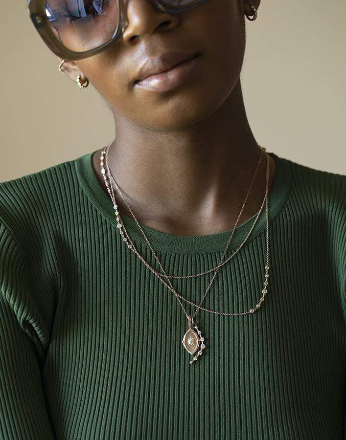 JADE TRAU-Penelope Diamond Station Necklace-ROSE GOLD