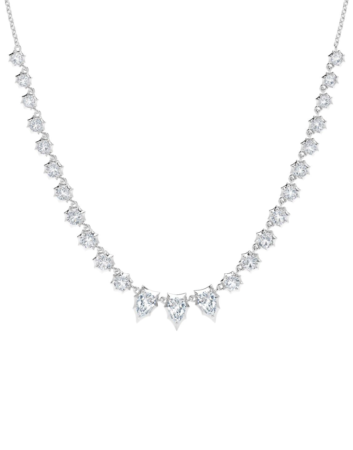 JADE TRAU-Envoy Pear Diamond Riviera Necklace-WHITE GOLD