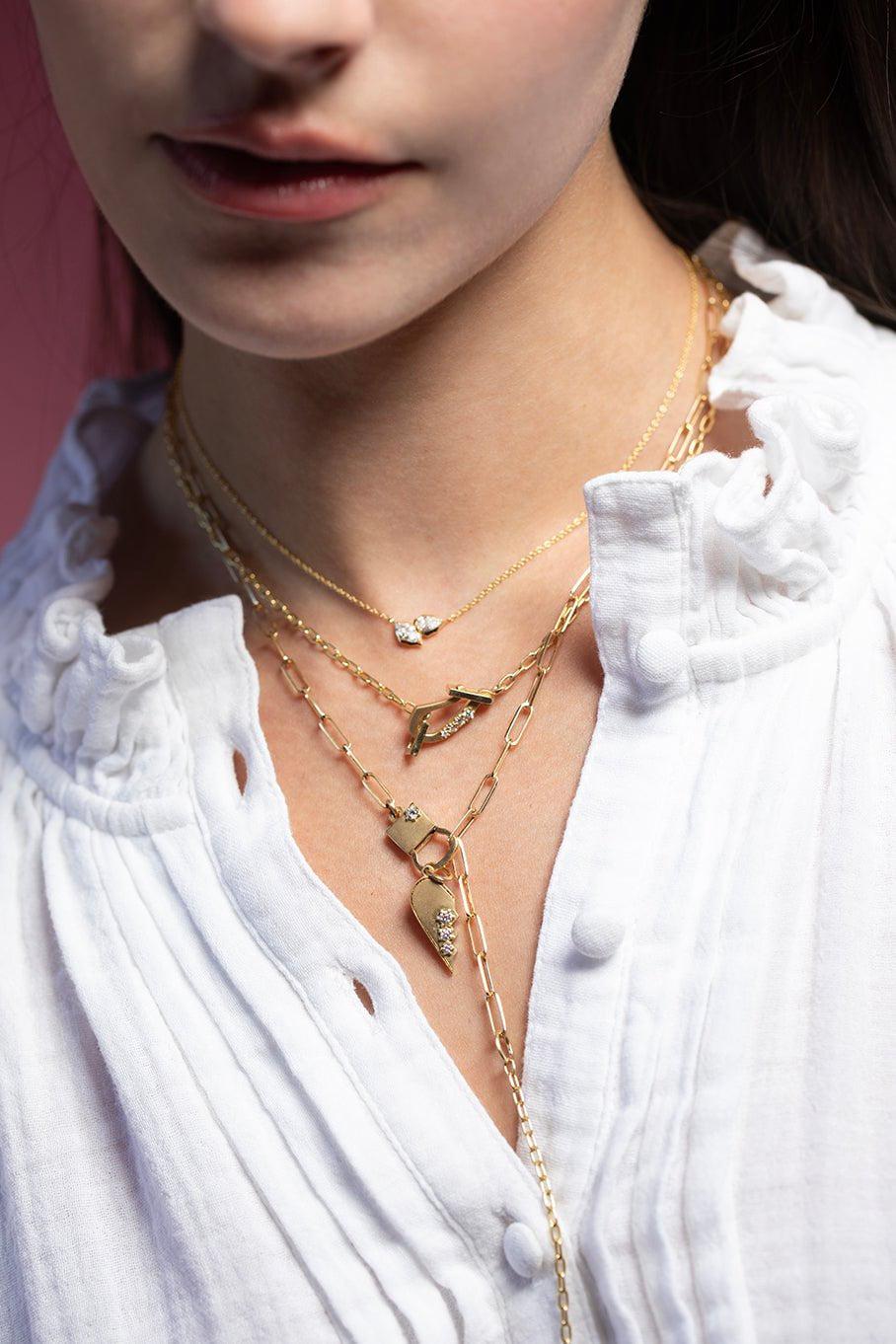 JADE TRAU-Mini Diamond Lola necklace-YELLOW GOLD