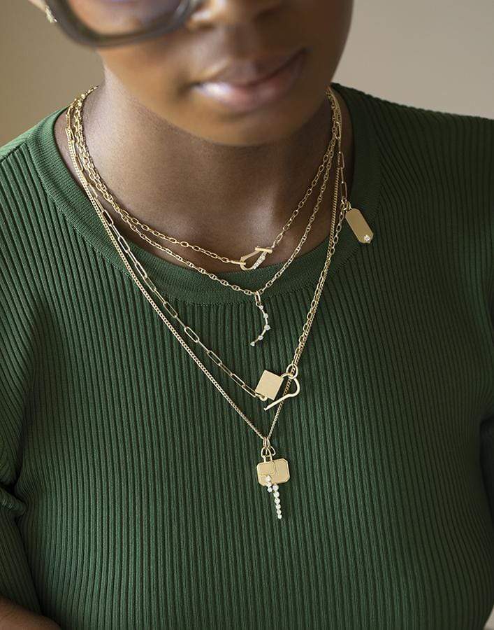 JADE TRAU-Mini Diamond Loop Necklace-YELLOW GOLD
