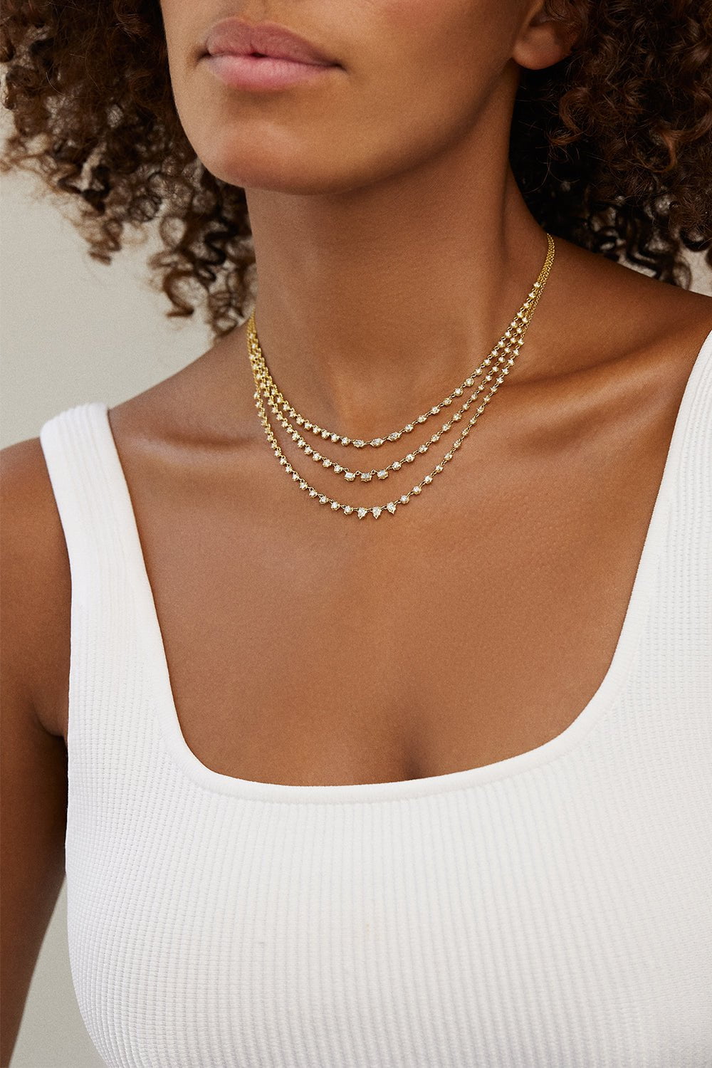JADE TRAU-Small Envoy Riviera Necklace-YELLOW GOLD