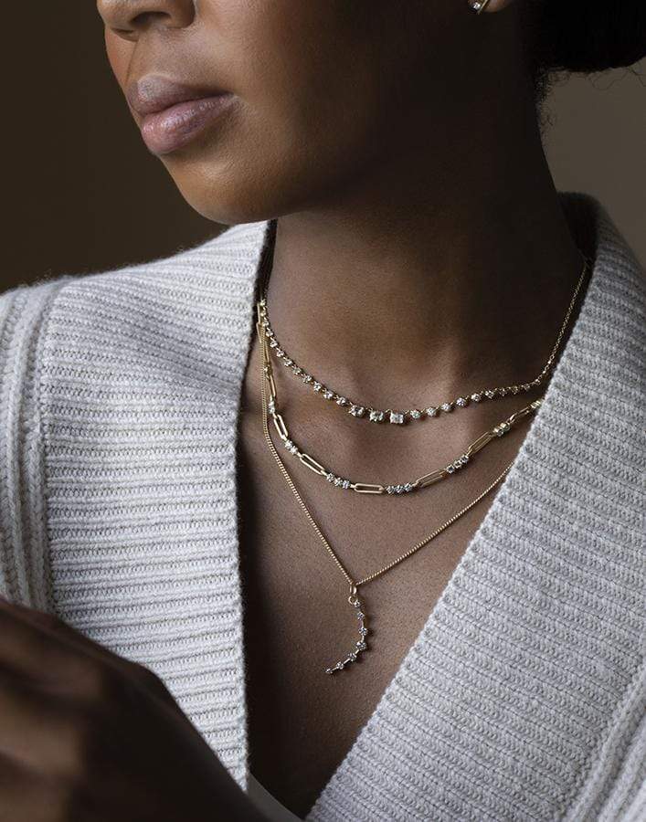 JADE TRAU-Vanguard Diamond Riviera Necklace-YELLOW GOLD