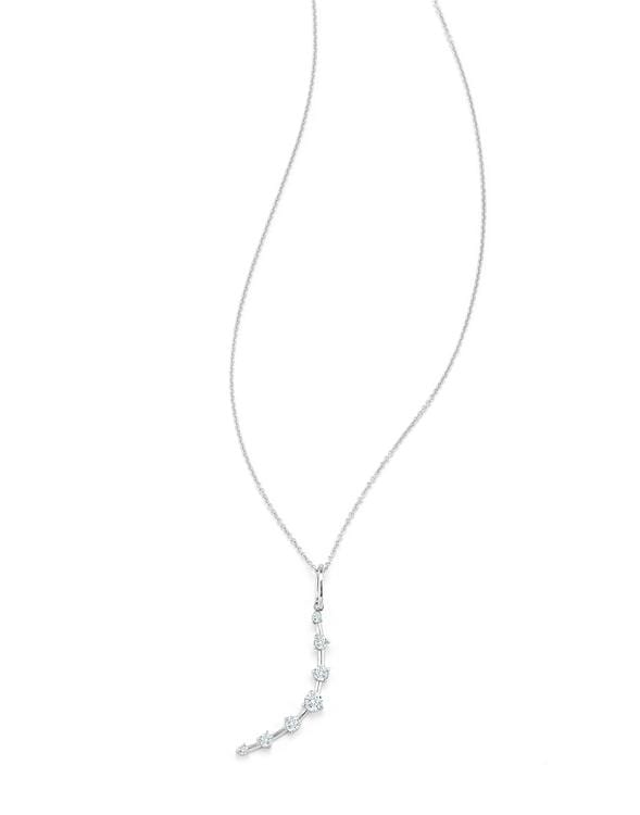JADE TRAU-Diamond Crescent Charm Necklace-WHITE GOLD