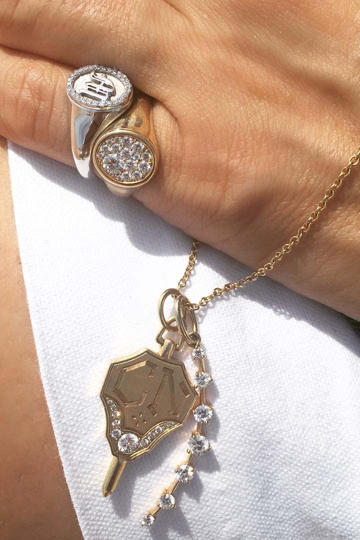JADE TRAU-Pave Diamond Signet Ring-YELLOW GOLD