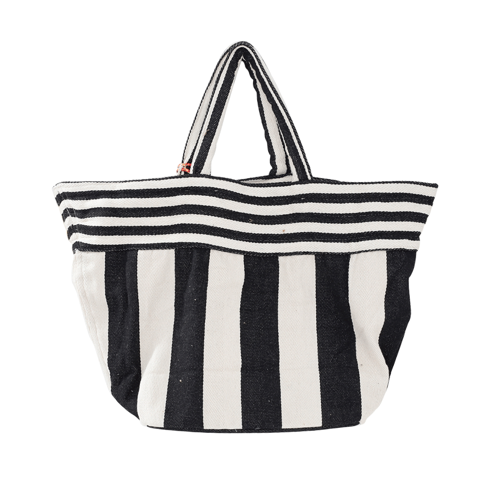 JADETRIBE-Striped Tassle Tote-BLACK